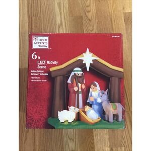 6 ft LED NATIVITY SCENE CHRISTMAS 6' AIRBLOWN INFLATABLE JESUS MARY JOSEPH GEMMY